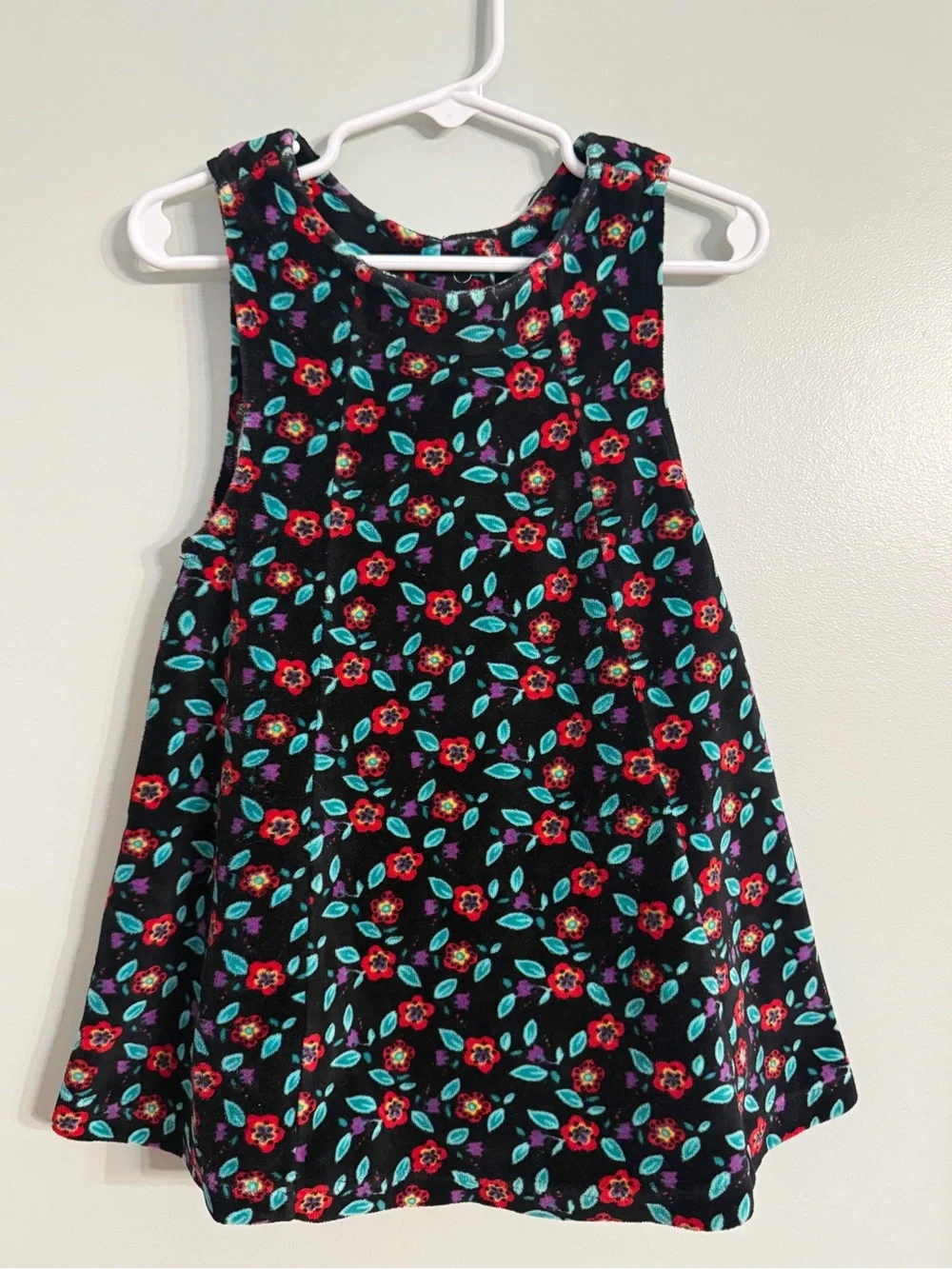 VTG 90s Gymboree Rainbow Tag Floral Velour Tunic Dress S (2T)